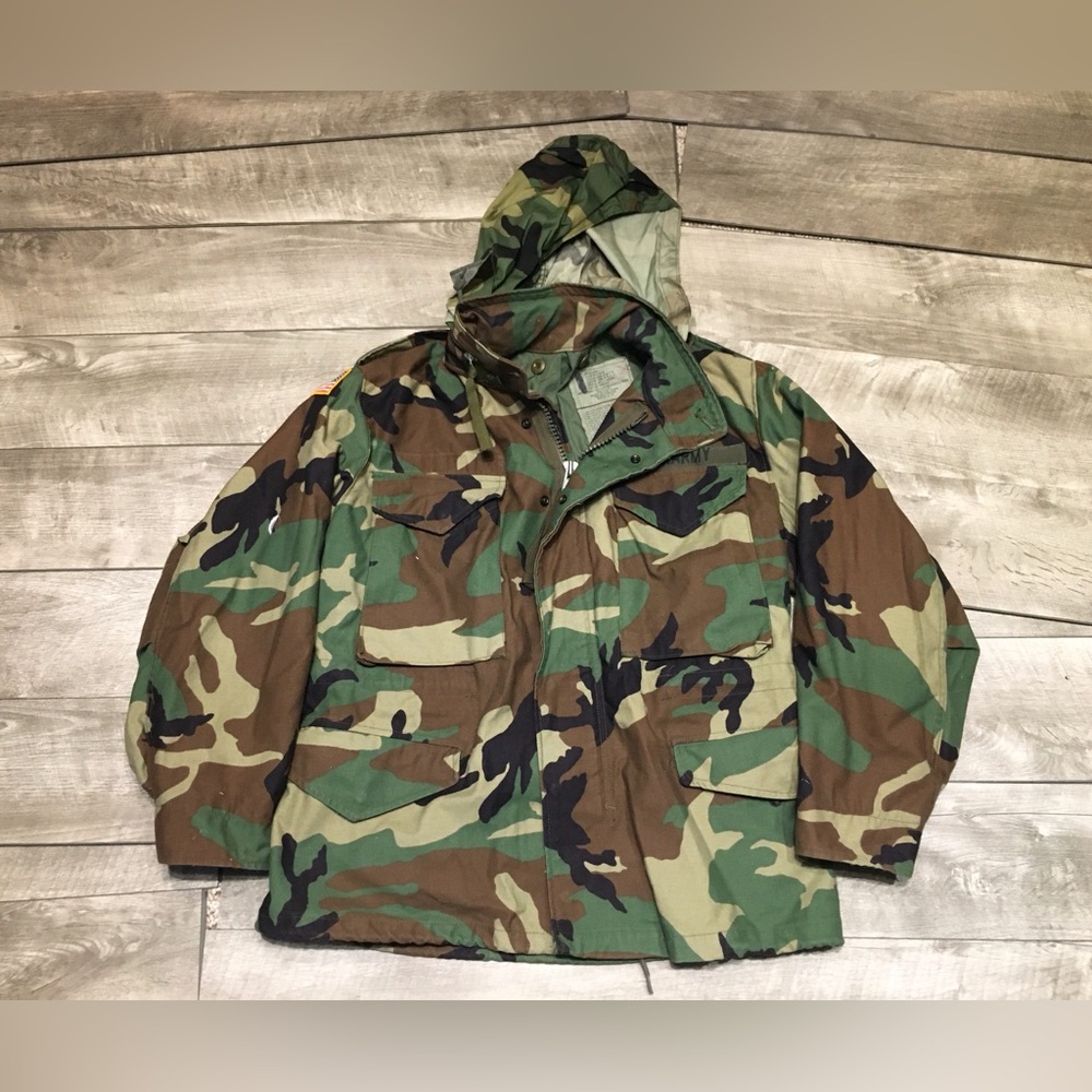 M65 M-1965 Camouflage Vtg Cold Weather Golden MFG Coat Jacket US Army Camo Small